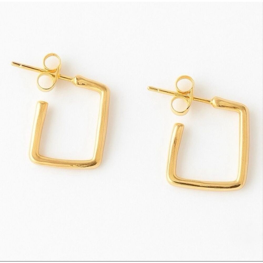 Axis Square Hoop Earrings – Polished Gold Tone, 1/2